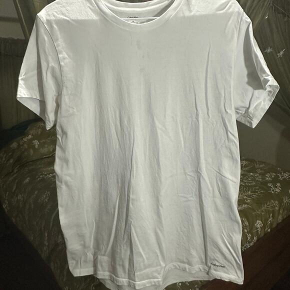 Calvin Klein Classic Fit White T-Shirt – Size M – Light Neckline Stains - Picture 1 of 4